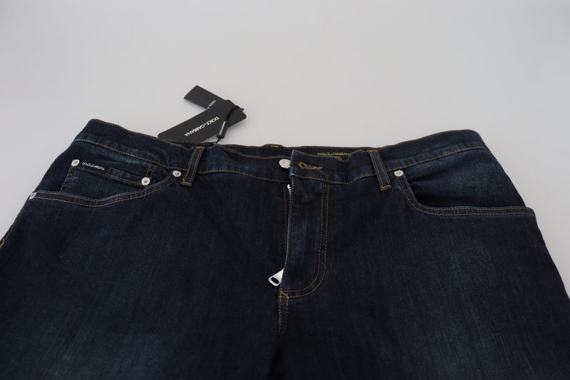 Jeans en jean décontracté à coupe droite en coton bleu de Dolce &amp; Gabbana