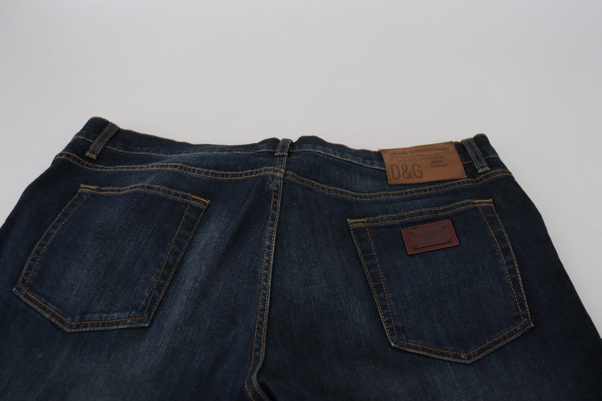 Jeans en jean décontracté à coupe droite en coton bleu de Dolce &amp; Gabbana