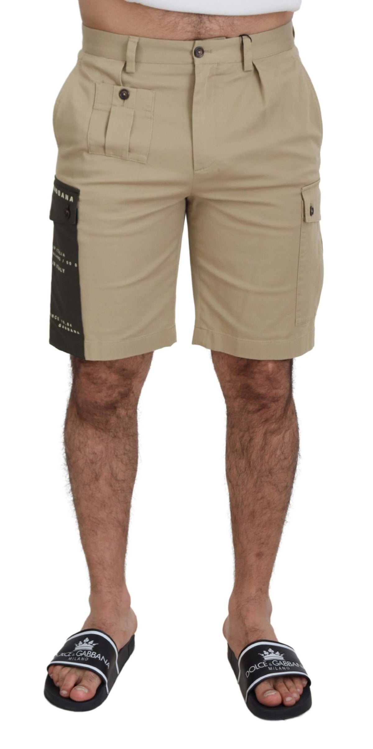 Shorts Bermuda Cargo en coton beige de Dolce &amp; Gabbana