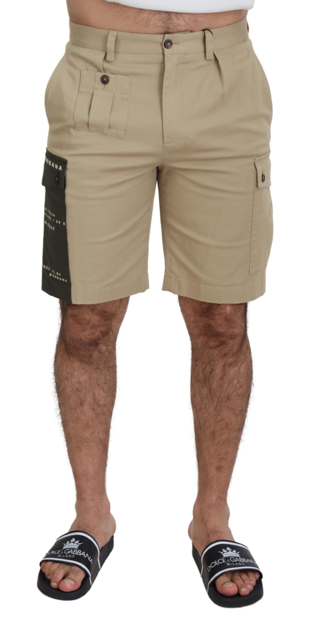 Shorts Bermuda Cargo en coton beige de Dolce &amp; Gabbana