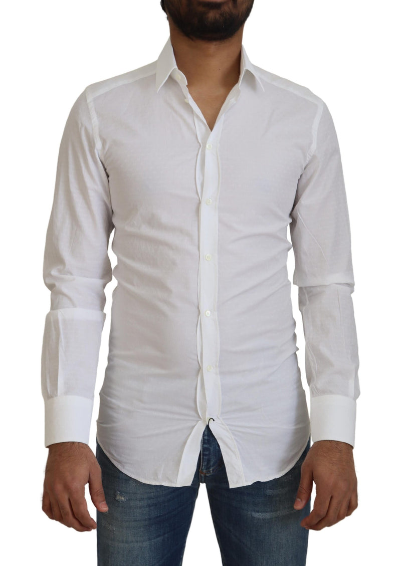 Chemise habillée blanche en coton, coupe ajustée, marque Dolce &amp; Gabbana, modèle GOLD.