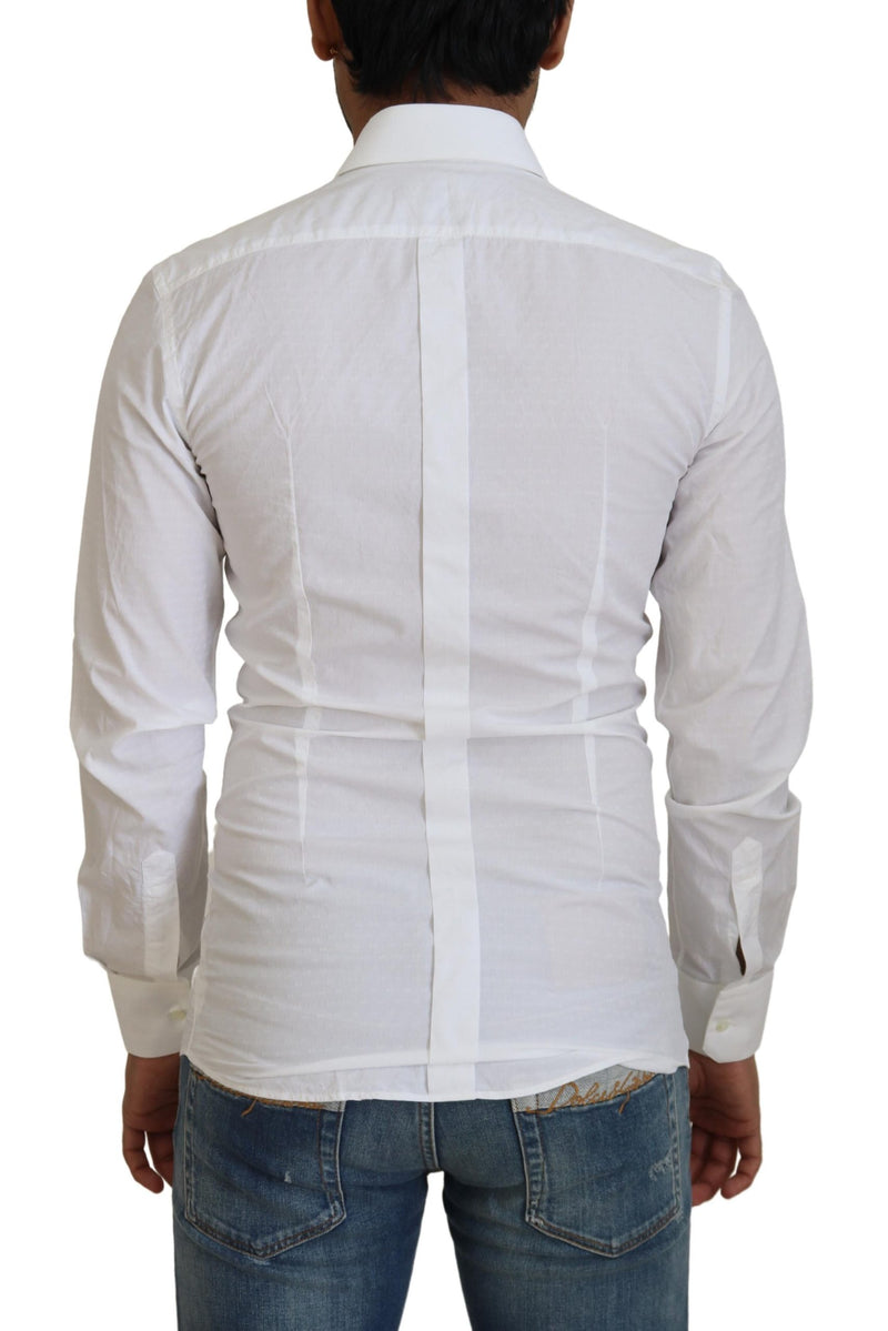 Chemise habillée blanche en coton, coupe ajustée, marque Dolce &amp; Gabbana, modèle GOLD.