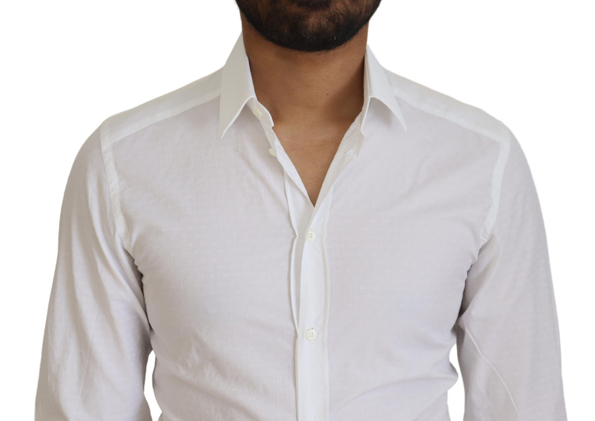 Chemise habillée blanche en coton, coupe ajustée, marque Dolce &amp; Gabbana, modèle GOLD.