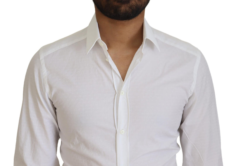Chemise habillée blanche en coton, coupe ajustée, marque Dolce &amp; Gabbana, modèle GOLD.