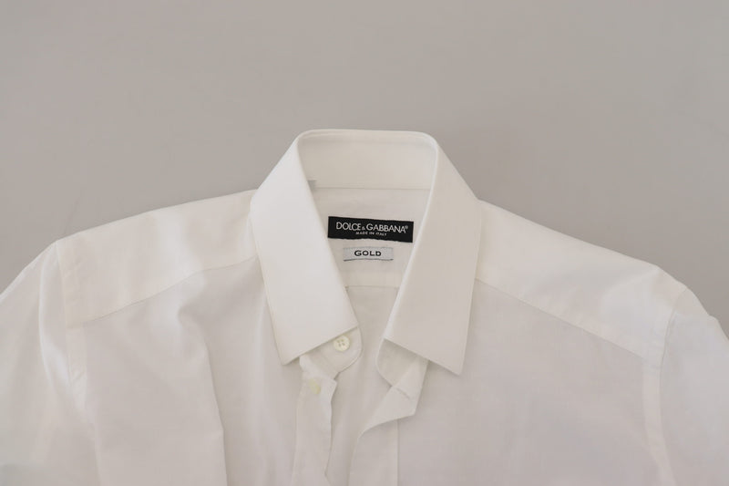 Chemise habillée blanche en coton, coupe ajustée, marque Dolce &amp; Gabbana, modèle GOLD.