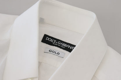 Chemise habillée blanche en coton, coupe ajustée, marque Dolce &amp; Gabbana, modèle GOLD.