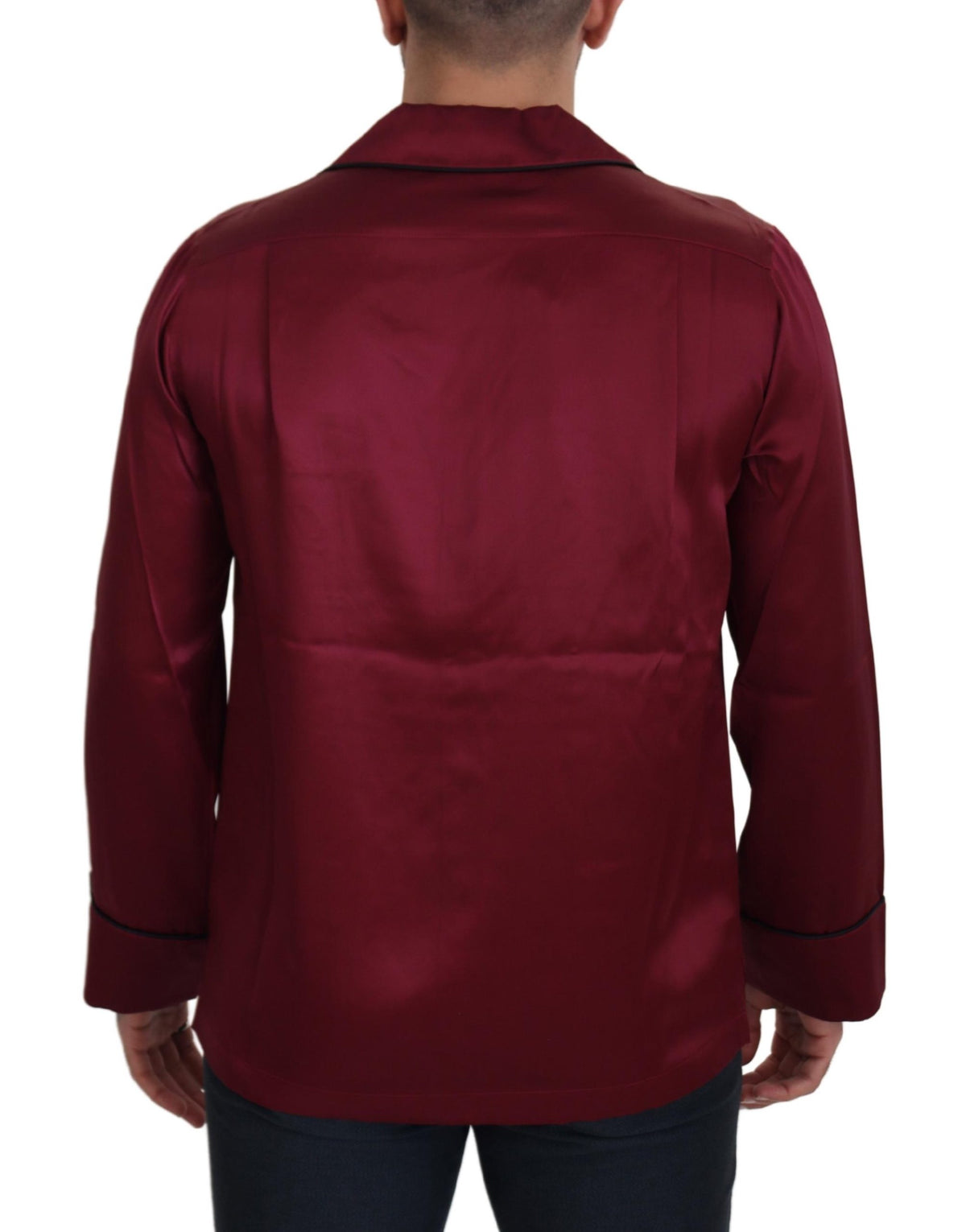 Dolce & Gabbana Red Silk Lounge Top Pajama Sleepwear Shirt