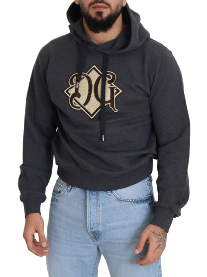Sweat à capuche en coton gris avec logo Dolce &amp; Gabbana