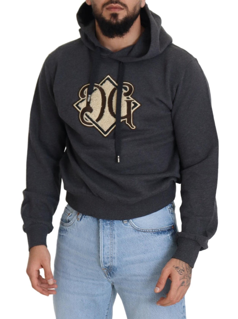 Dolce &amp; Gabbana grijze katoenen hoodie met logo