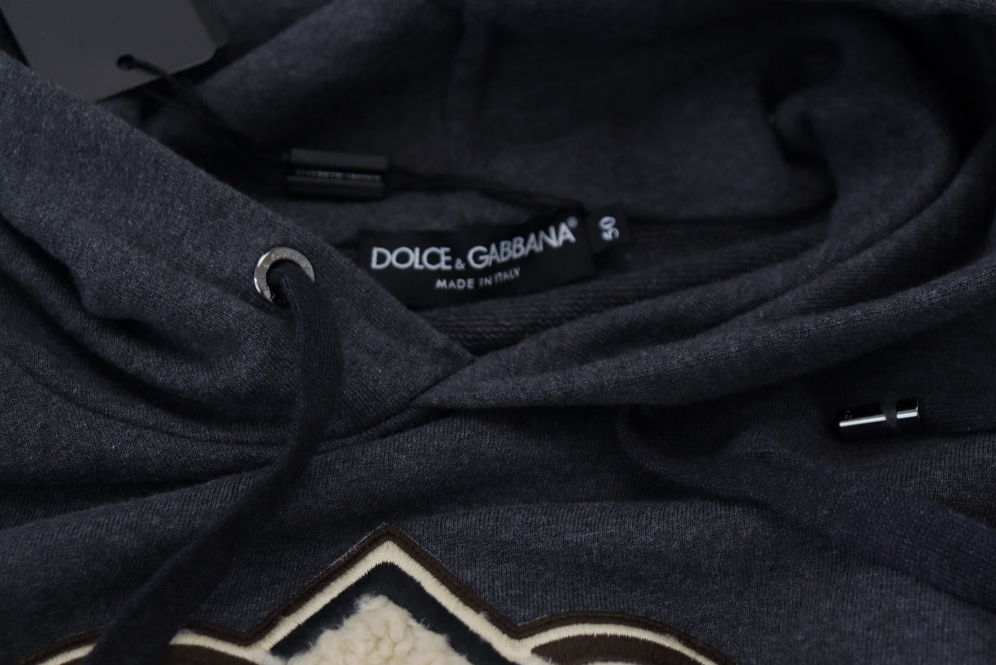 Sweat à capuche en coton gris avec logo Dolce &amp; Gabbana