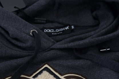 Sweat à capuche en coton gris avec logo Dolce &amp; Gabbana