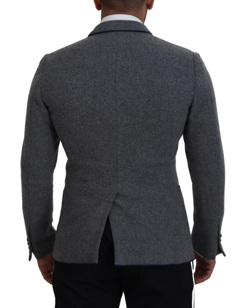 Dolce &amp; Gabbana grijze wollen blazer met rozenprint, slim fit.
