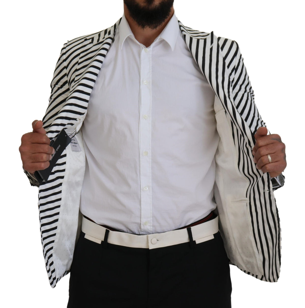 Blazer slim à rayures blanches et noires Dolce &amp; Gabbana