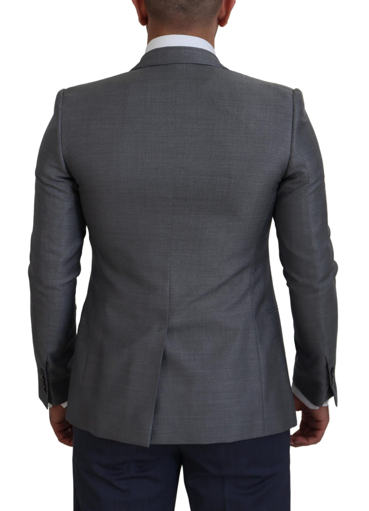 Blazer en laine et soie grise, coupe ajustée, Dolce &amp; Gabbana