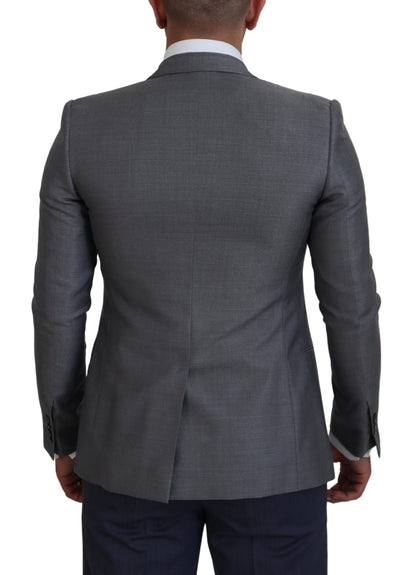 Dolce &amp; Gabbana grijze wollen zijden slim fit blazer