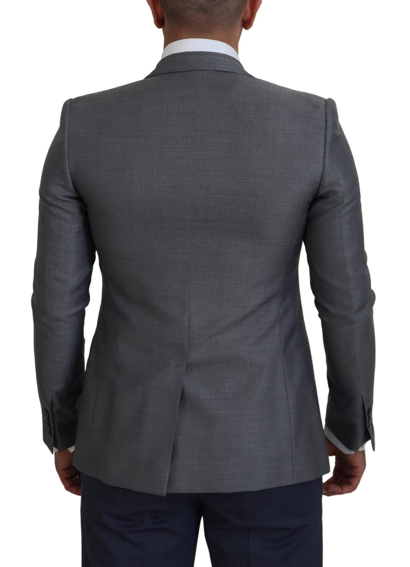 Dolce &amp; Gabbana grijze wollen zijden slim fit blazer
