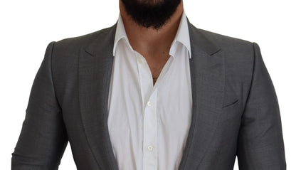 Dolce &amp; Gabbana grijze wollen zijden slim fit blazer