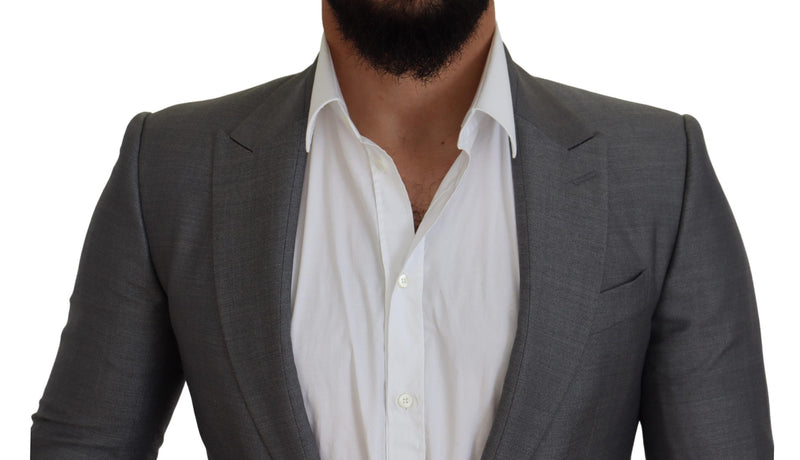 Dolce &amp; Gabbana grijze wollen zijden slim fit blazer
