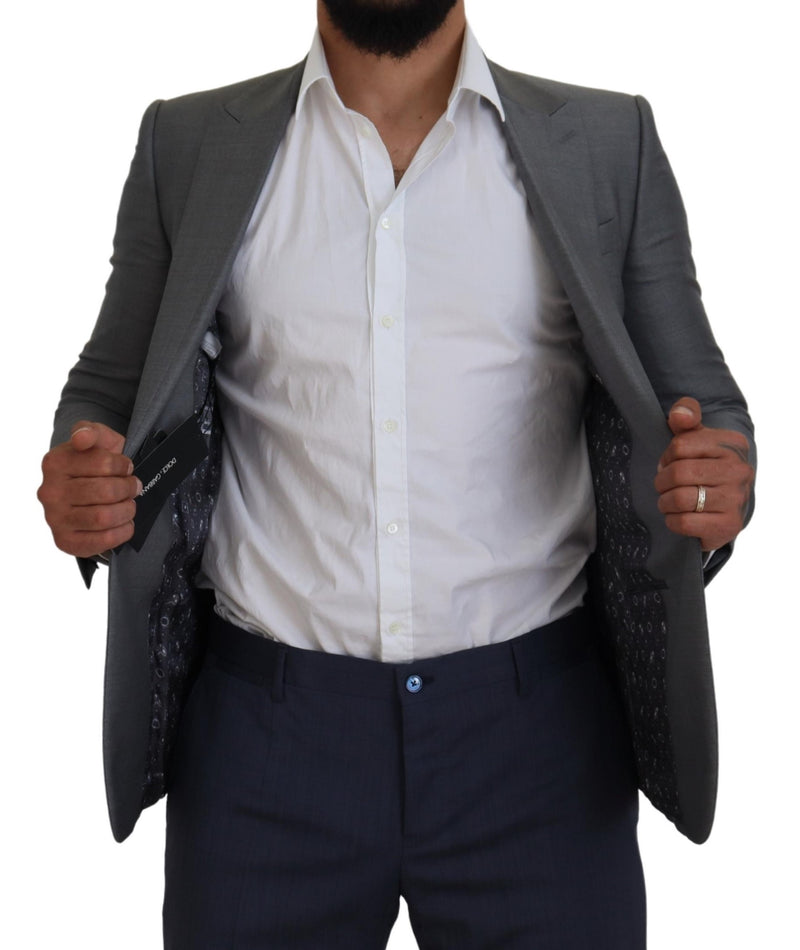 Dolce &amp; Gabbana grijze wollen zijden slim fit blazer