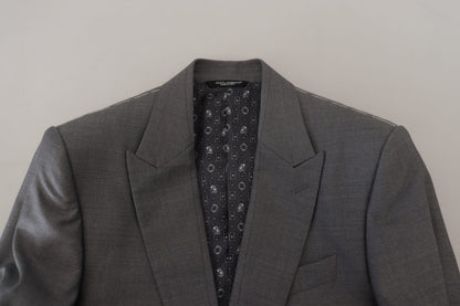 Dolce &amp; Gabbana grijze wollen zijden slim fit blazer