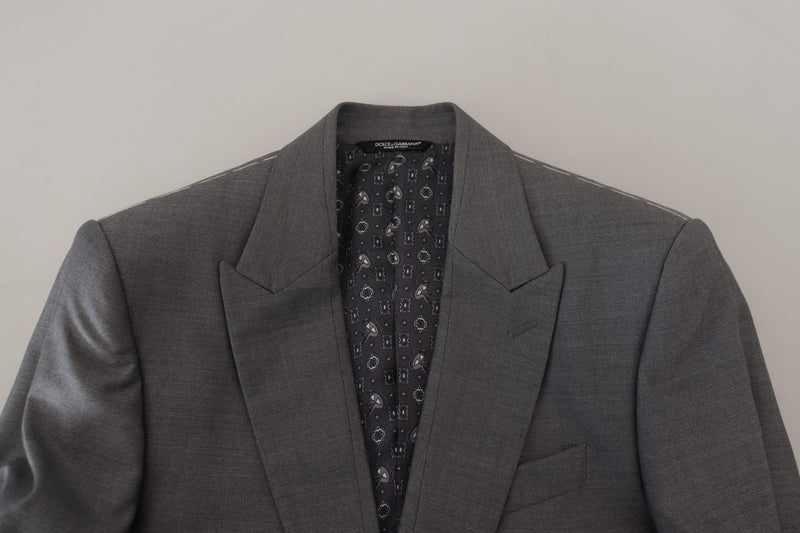 Dolce &amp; Gabbana grijze wollen zijden slim fit blazer