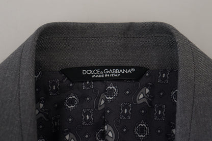 Dolce &amp; Gabbana grijze wollen zijden slim fit blazer