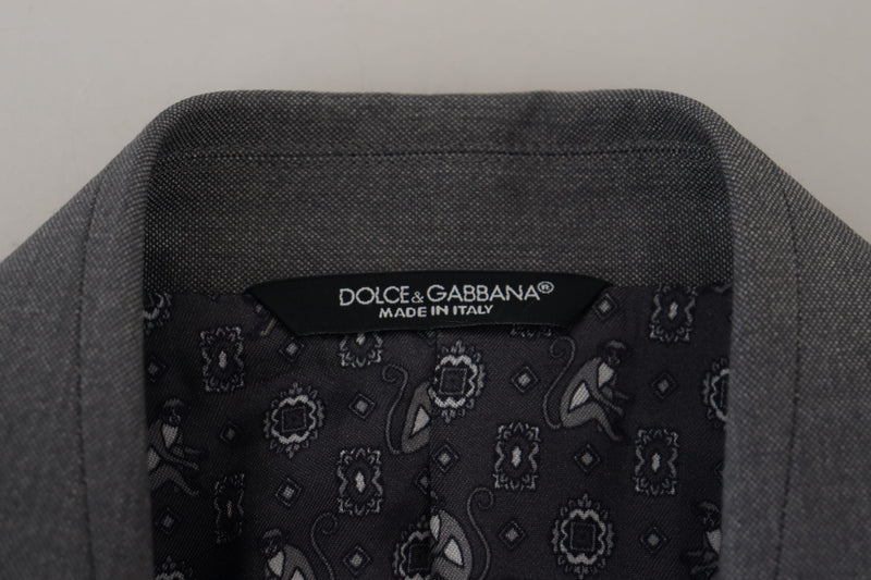 Dolce &amp; Gabbana grijze wollen zijden slim fit blazer