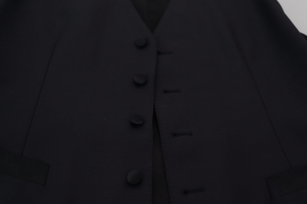 Dolce & Gabbana Black Wool Stretch Waistcoat - Formal Vest