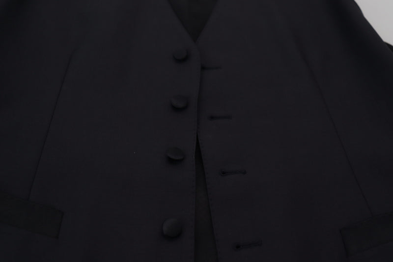 Dolce & Gabbana Black Wool Stretch Waistcoat - Formal Vest