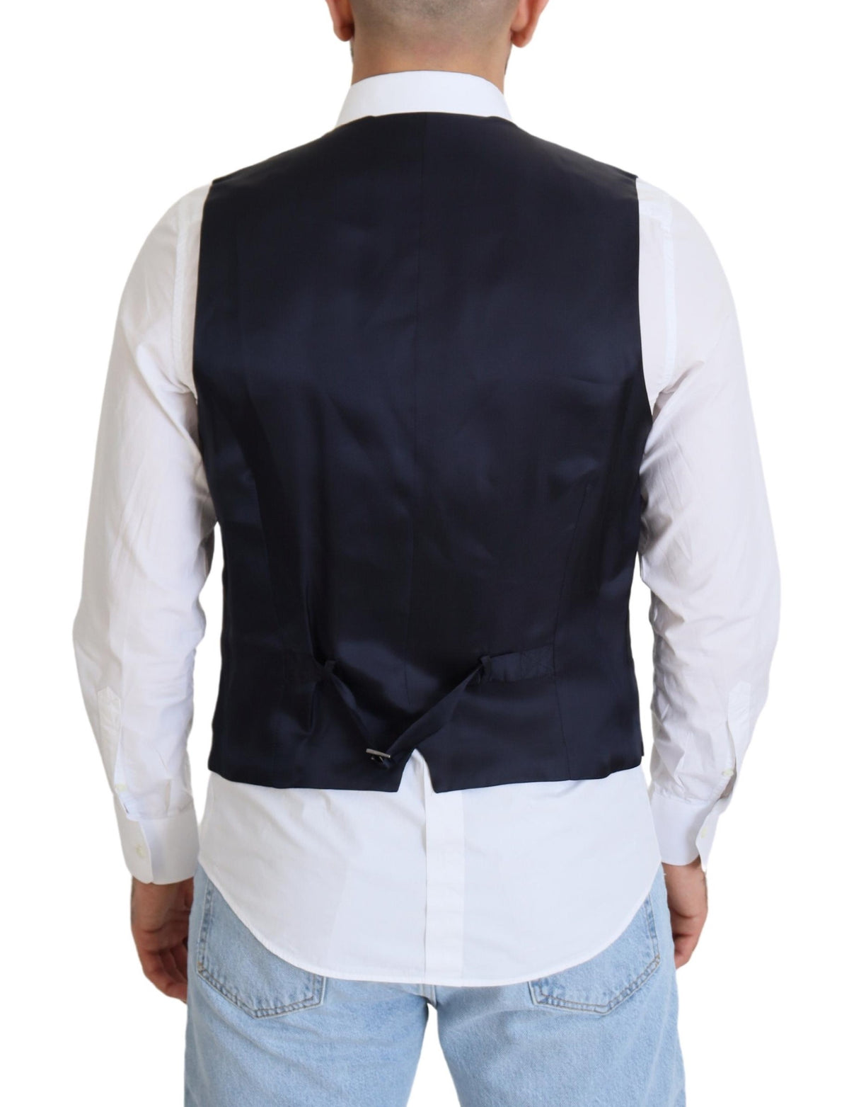 Dolce & Gabbana Dark Blue Wool Stretch Waistcoat - Formal Vest