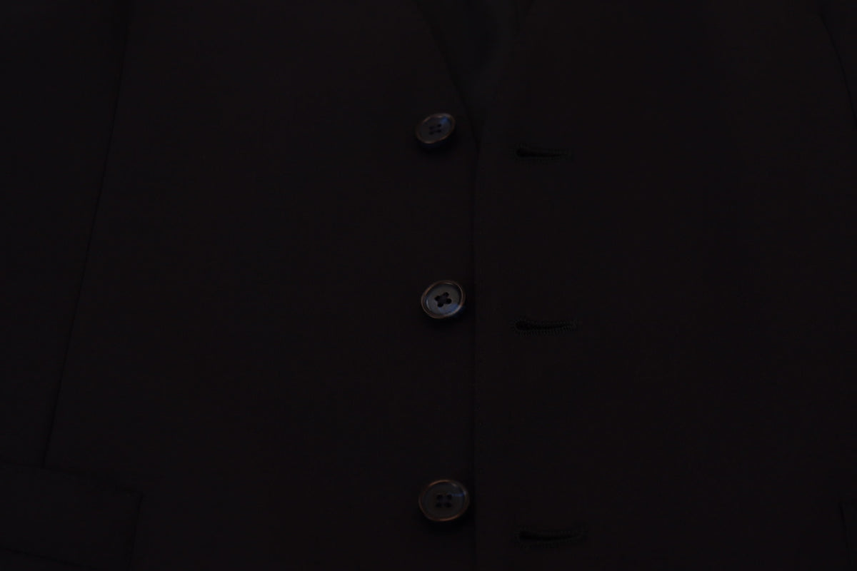 Dolce & Gabbana Dark Blue Wool Stretch Waistcoat - Formal Vest