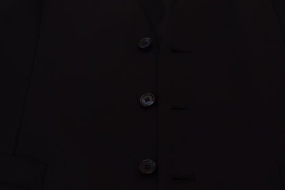 Dolce & Gabbana Dark Blue Wool Stretch Waistcoat Formal Vest