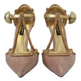 Dolce & Gabbana Pink Crystal T-strap Heels Pumps