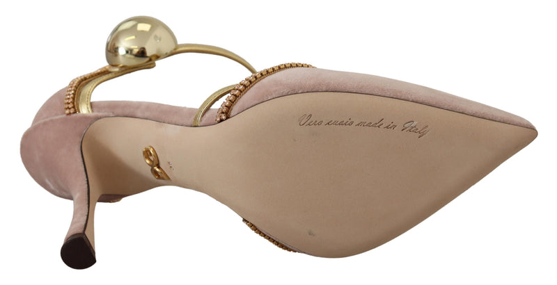 Dolce & Gabbana Pink Crystal T-strap Heels Pumps