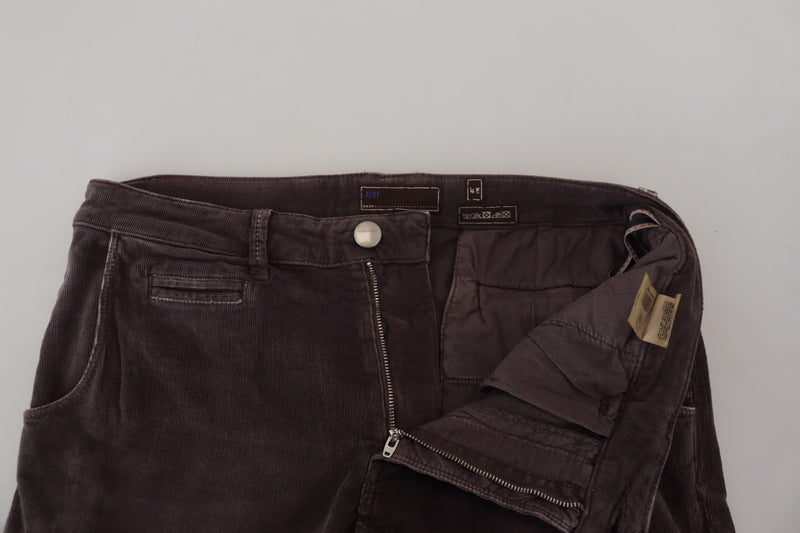Acht Brown Cotton Straight Fit Casual Pants for Men