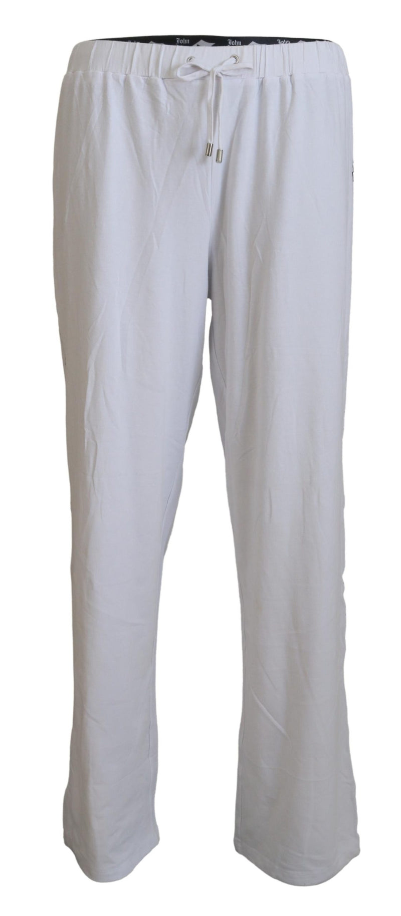 John Galliano witte katoenen broek met logo, los model, heren.