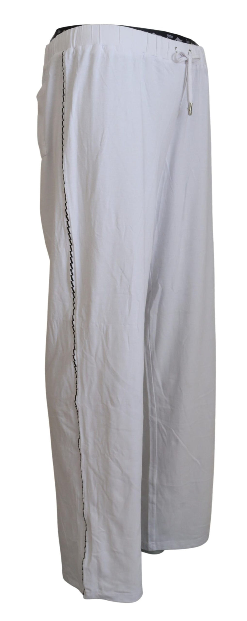 John Galliano witte katoenen broek met logo, los model, heren.