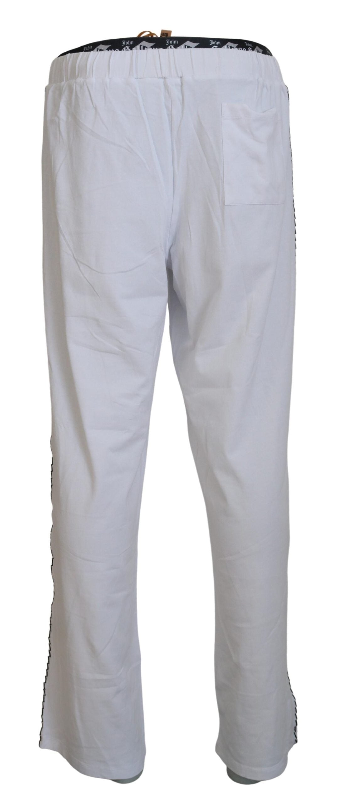 Pantalon homme John Galliano, coton blanc, logo, coupe ample