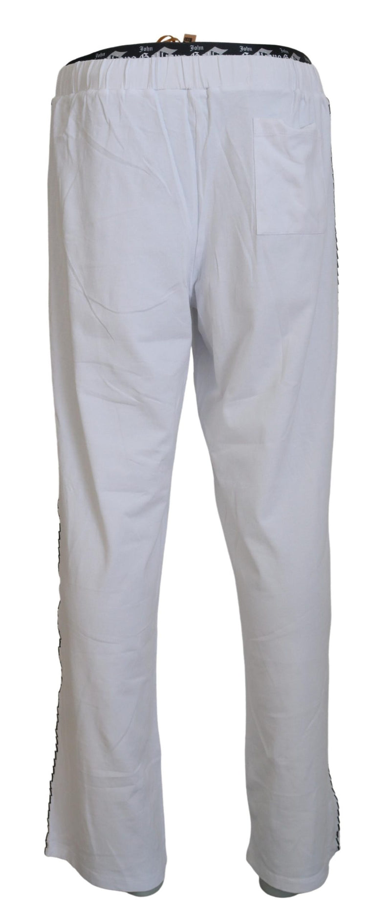 John Galliano witte katoenen broek met logo, los model, heren.