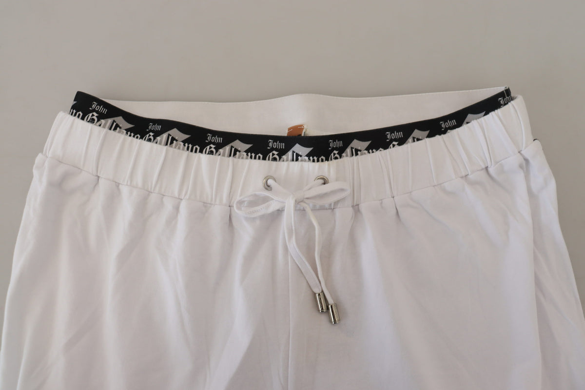 Pantalon homme John Galliano, coton blanc, logo, coupe ample