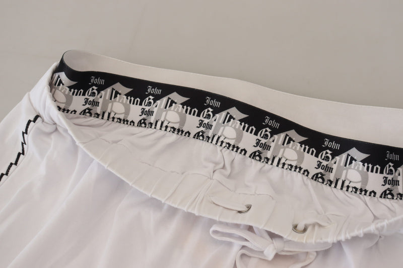 John Galliano witte katoenen broek met logo, los model, heren.