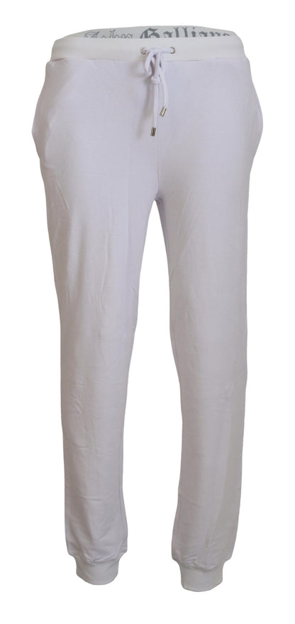 John Galliano Joggingbroek voor heren, wit katoen, met logo