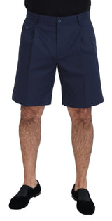 Shorts décontractés en coton extensible bleu chiné Dolce &amp; Gabbana