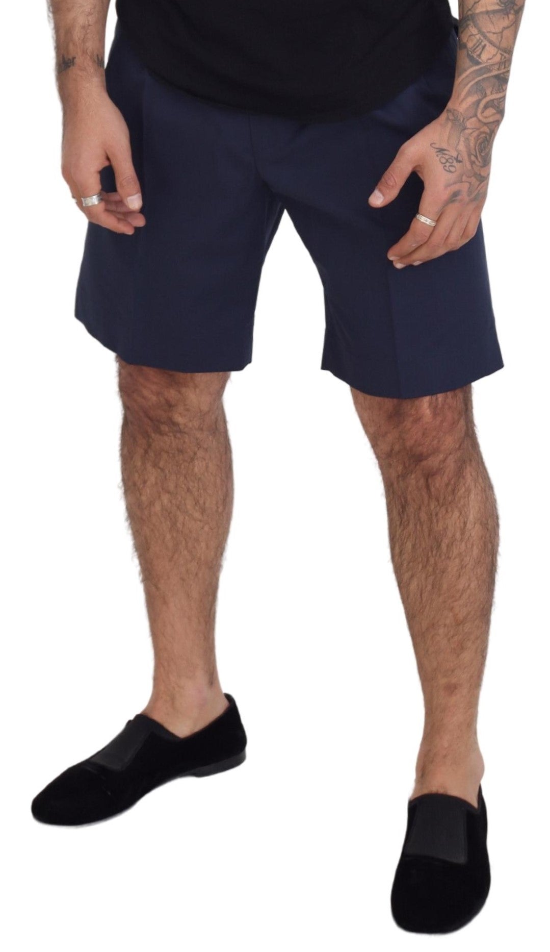 Shorts décontractés en coton extensible bleu chiné Dolce &amp; Gabbana