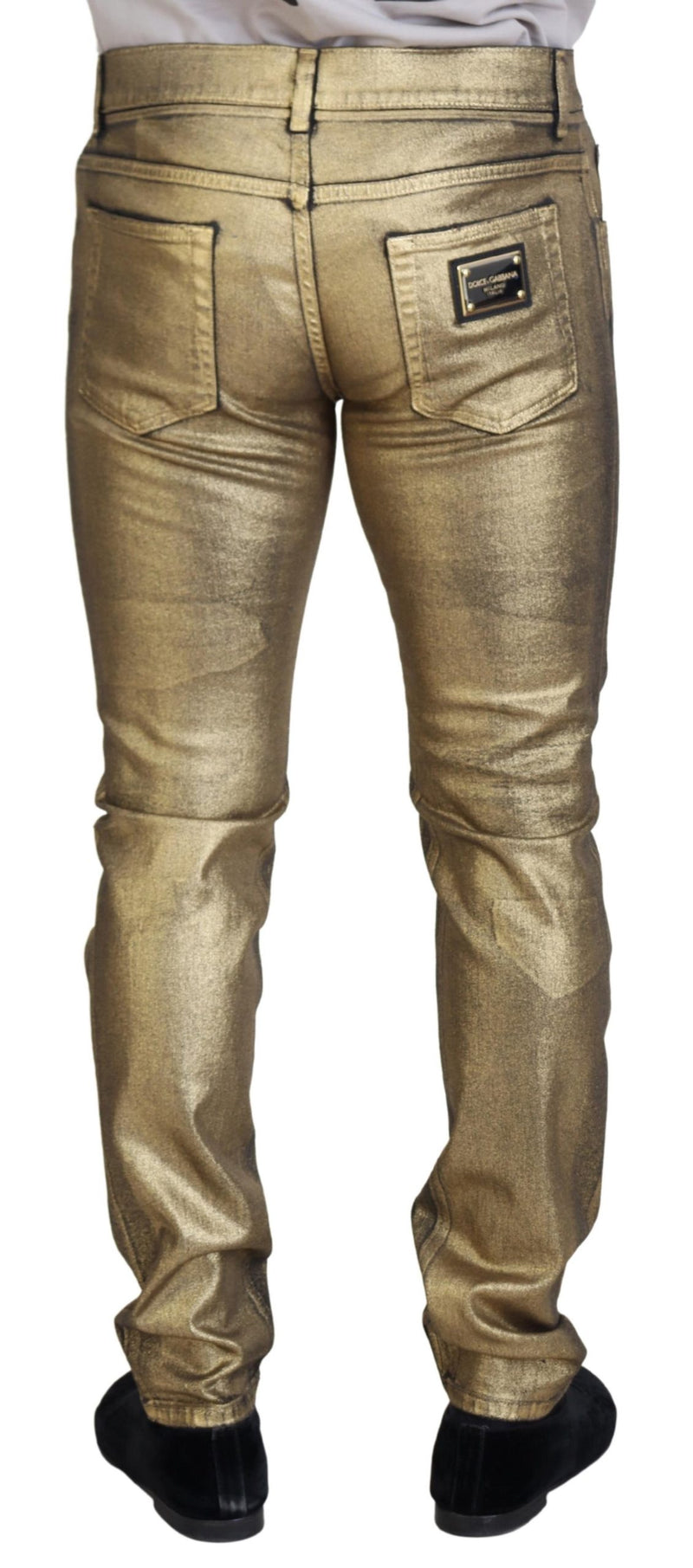 Gouden katoenen, versleten skinny jeans voor heren van Dolce &amp; Gabbana