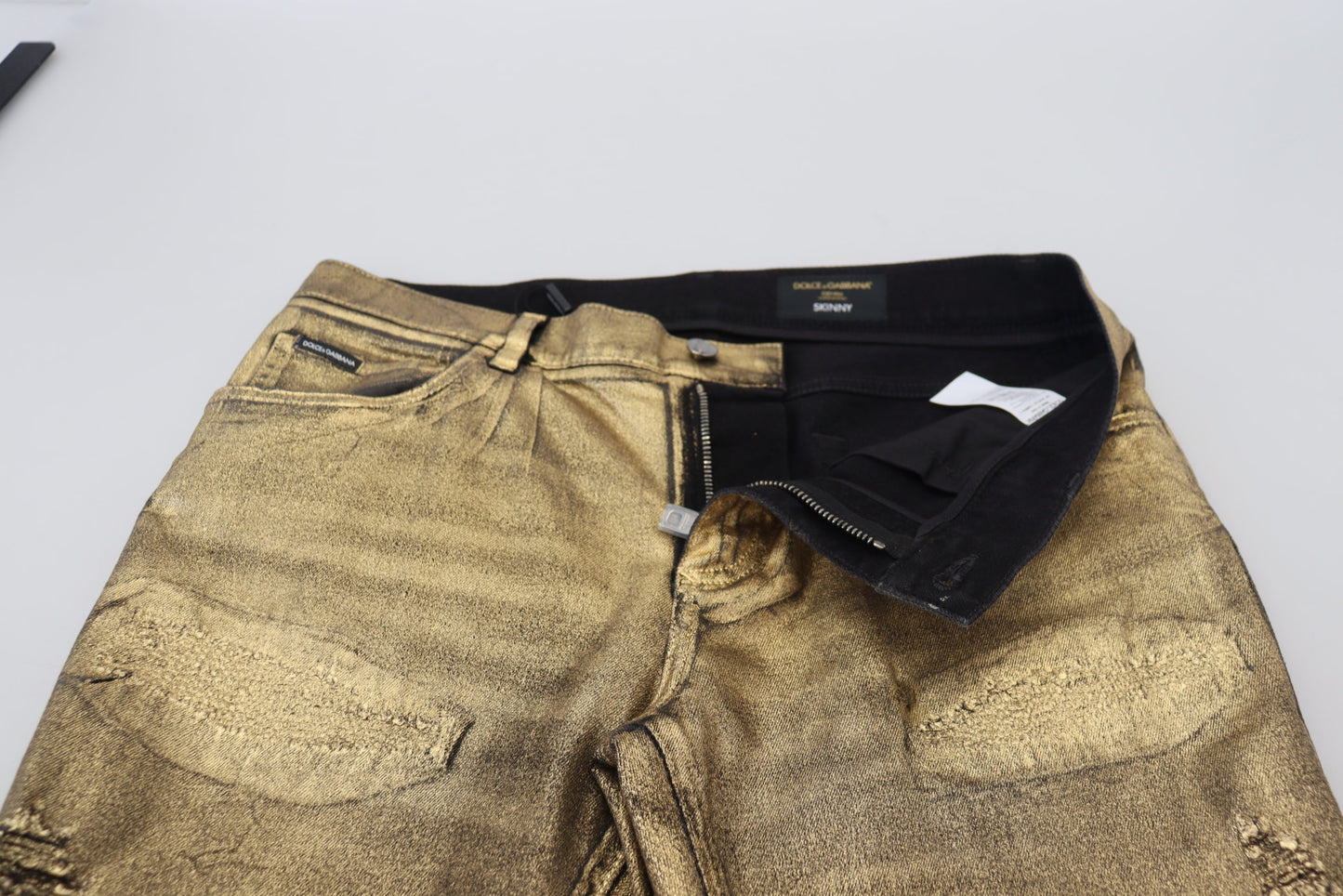 Jeans skinny en coton doré et délavé pour homme de Dolce &amp; Gabbana