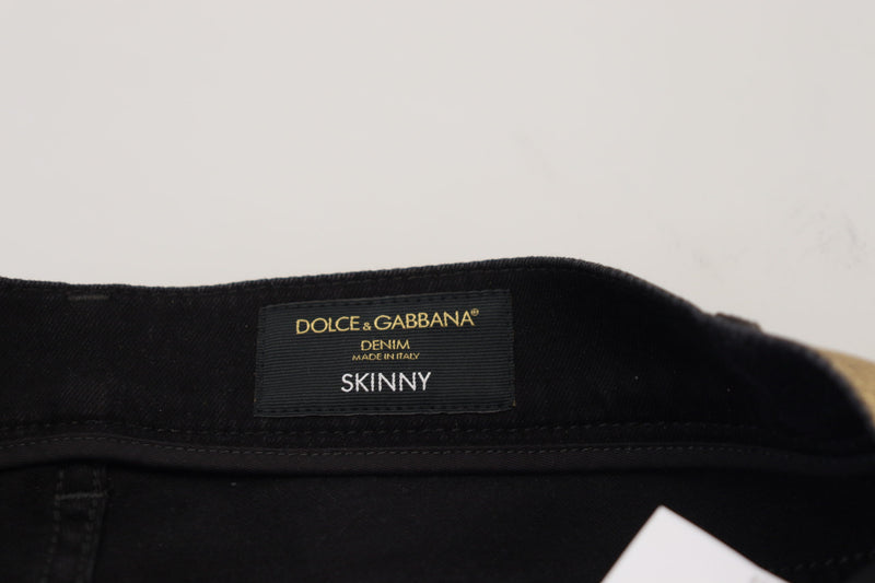 Gouden katoenen, versleten skinny jeans voor heren van Dolce &amp; Gabbana