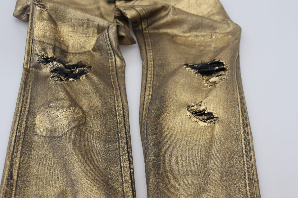 Jeans skinny en coton doré et délavé pour homme de Dolce &amp; Gabbana