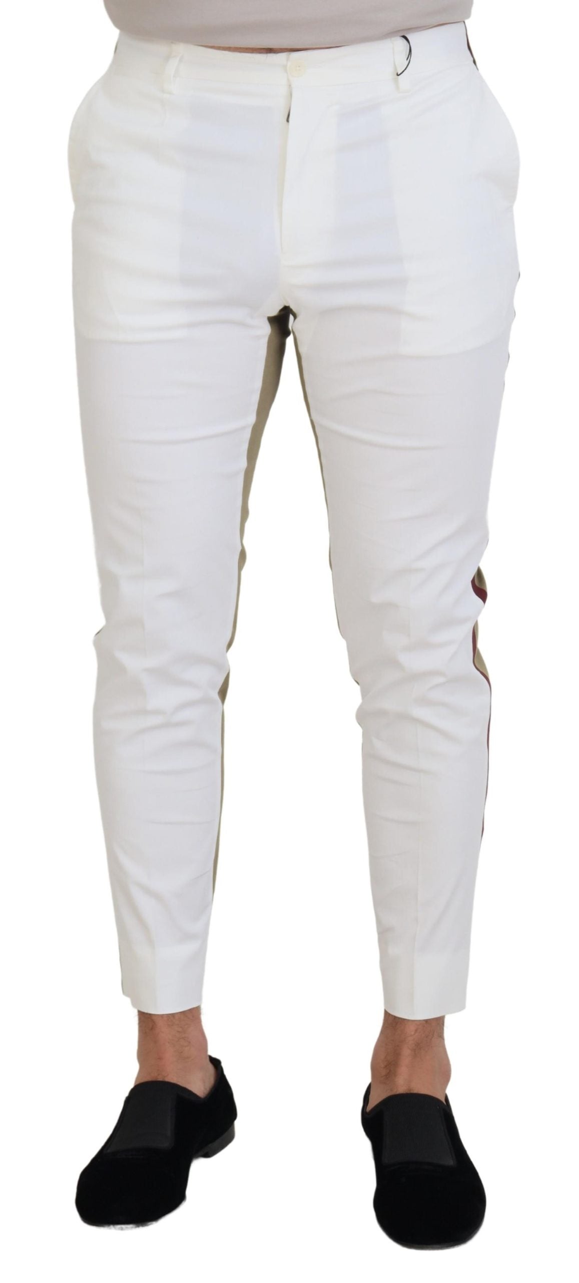 Pantalon chino blanc et marron slim fit Dolce &amp; Gabbana