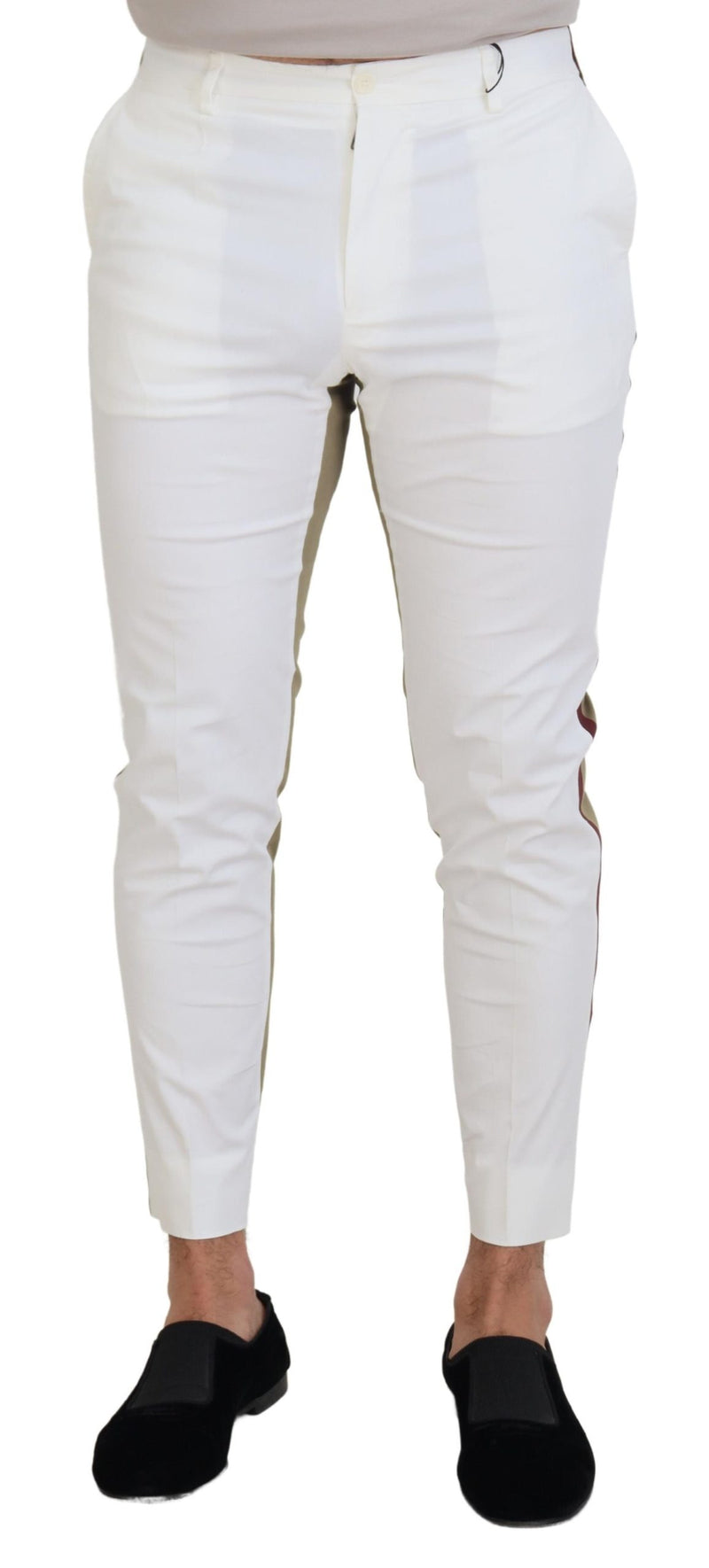 Pantalon chino blanc et marron slim fit Dolce &amp; Gabbana